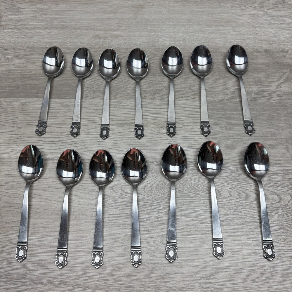 National Stainless, King Eric, Lot of 14 Piece Spoon Set Japan Made Stainless